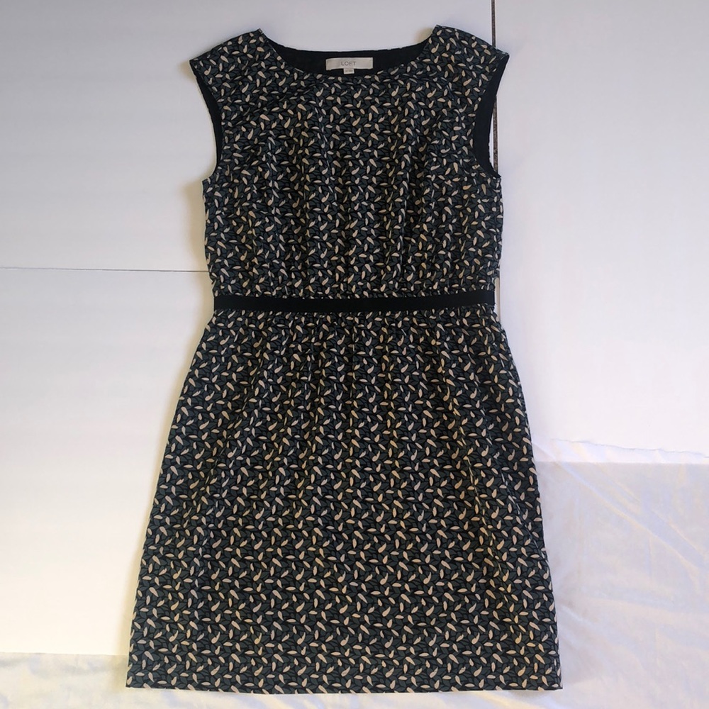 LOFT WOMENS DRESS MEDIUM SLEEVELESS GREEN WHITE